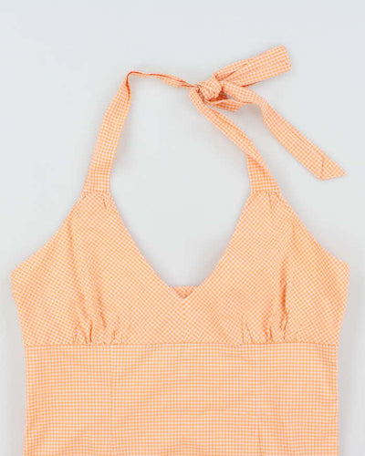 Vintage Y2k 00s Mexx Gingham Halter Neck Top - L