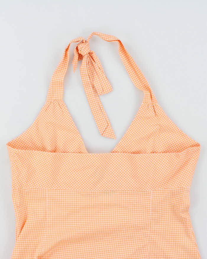 Vintage Y2k 00s Mexx Gingham Halter Neck Top - L