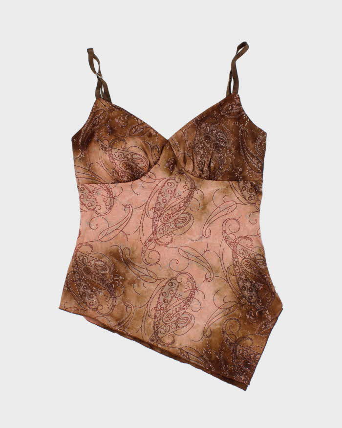 Vintage Y2k 00s Le Chateau Glitter Asymmetric Hem Cami - S