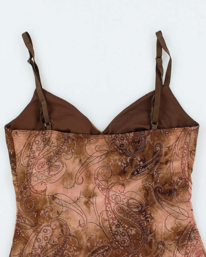 Vintage Y2k 00s Le Chateau Glitter Asymmetric Hem Cami - S