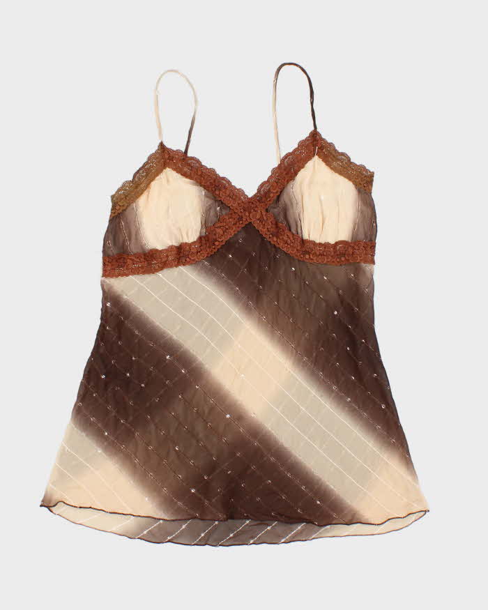 Vintage Y2k 00s Suzy Sequin Sheer Cami - M