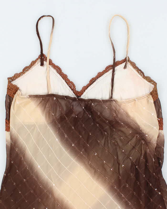 Vintage Y2k 00s Suzy Sequin Sheer Cami - M