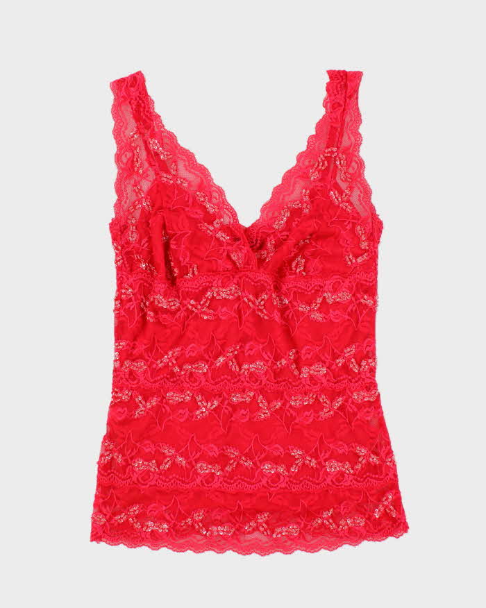 Vintage Y2k 00s Le Chateau  Lace Beaded Cami - S