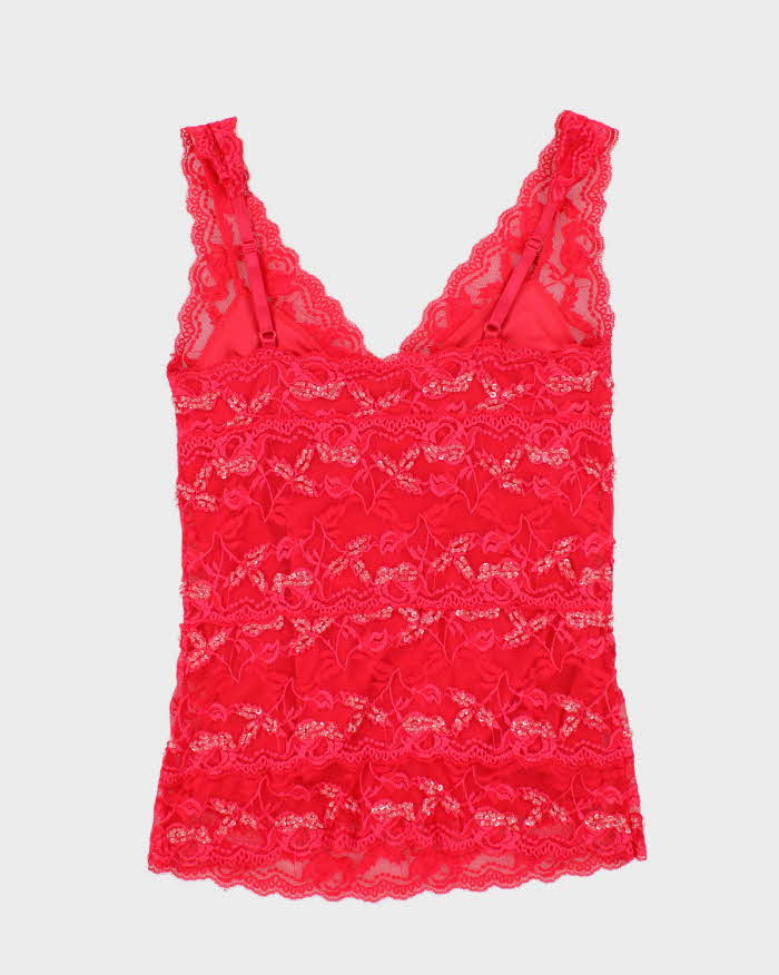 Vintage Y2k 00s Le Chateau  Lace Beaded Cami - S