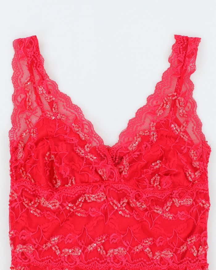 Vintage Y2k 00s Le Chateau  Lace Beaded Cami - S