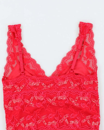 Vintage Y2k 00s Le Chateau  Lace Beaded Cami - S
