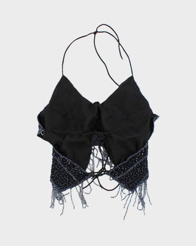 Vintage Y2k 00s Butterfly Beaded Backless Top - XS