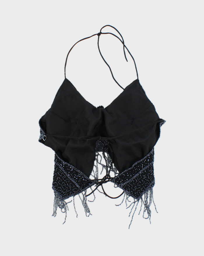 Vintage Y2k 00s Butterfly Beaded Backless Top - XS