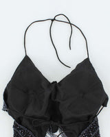Vintage Y2k 00s Butterfly Beaded Backless Top - XS