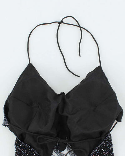Vintage Y2k 00s Butterfly Beaded Backless Top - XS