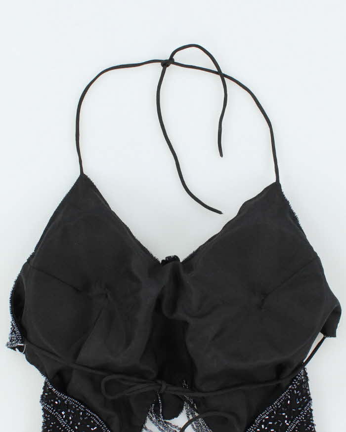 Vintage Y2k 00s Butterfly Beaded Backless Top - XS