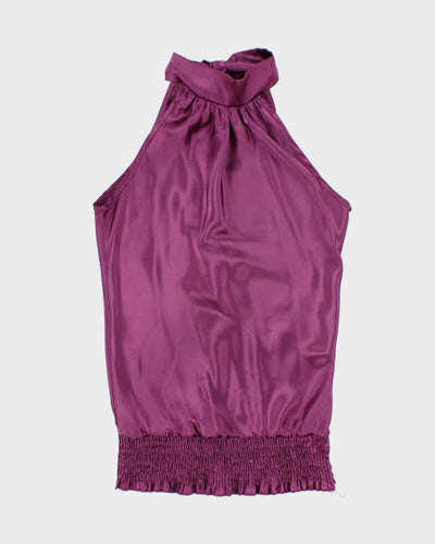 Vintage Y2k 00s Matri Satin High Neck Tie Top - S