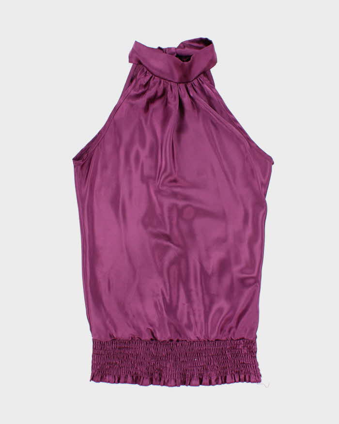 Vintage Y2k 00s Matri Satin High Neck Tie Top - S