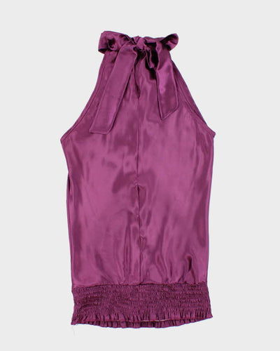Vintage Y2k 00s Matri Satin High Neck Tie Top - S
