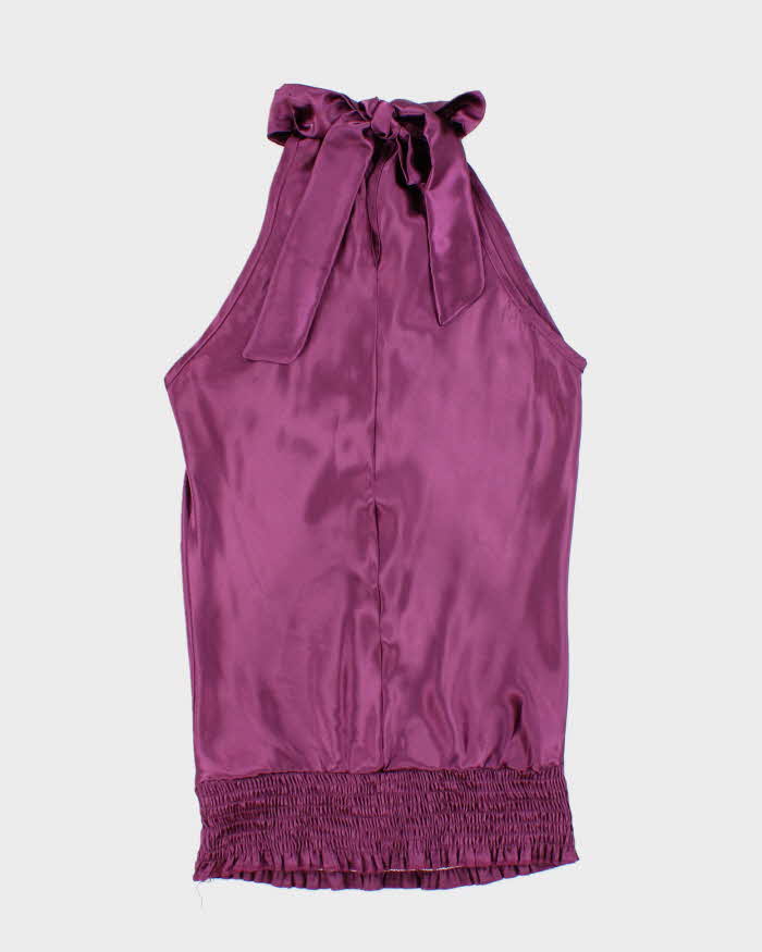 Vintage Y2k 00s Matri Satin High Neck Tie Top - S