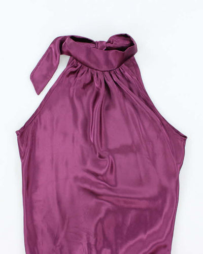 Vintage Y2k 00s Matri Satin High Neck Tie Top - S