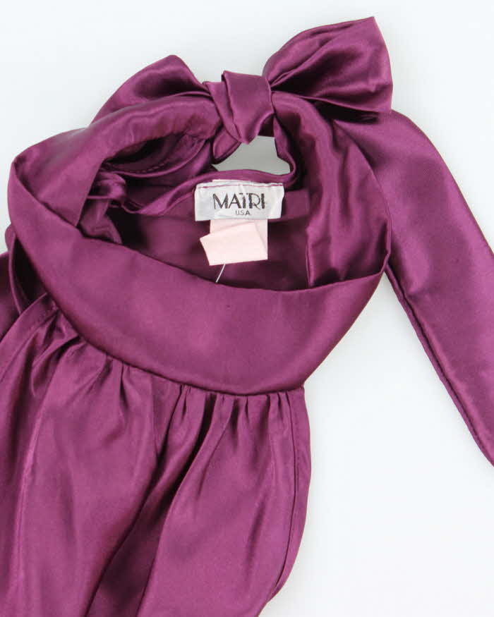 Vintage Y2k 00s Matri Satin High Neck Tie Top - S