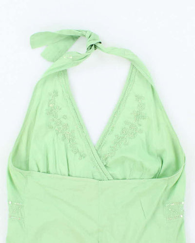 Vintage Y2k 00s Sequin Cotton Halter Neck Top - S