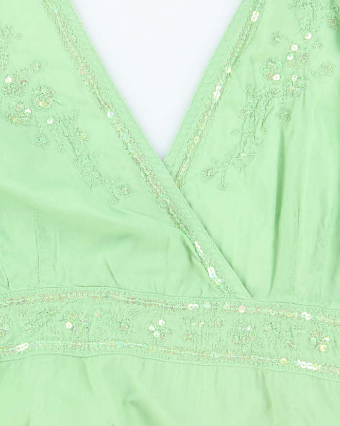 Vintage Y2k 00s Sequin Cotton Halter Neck Top - S