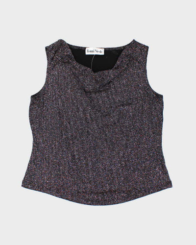 Vintage 90s Ronni Nicole Sparkly Cowl Neck Top - L
