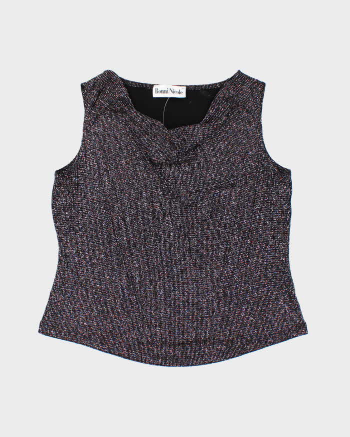 Vintage 90s Ronni Nicole Sparkly Cowl Neck Top - L