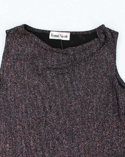 Vintage 90s Ronni Nicole Sparkly Cowl Neck Top - L