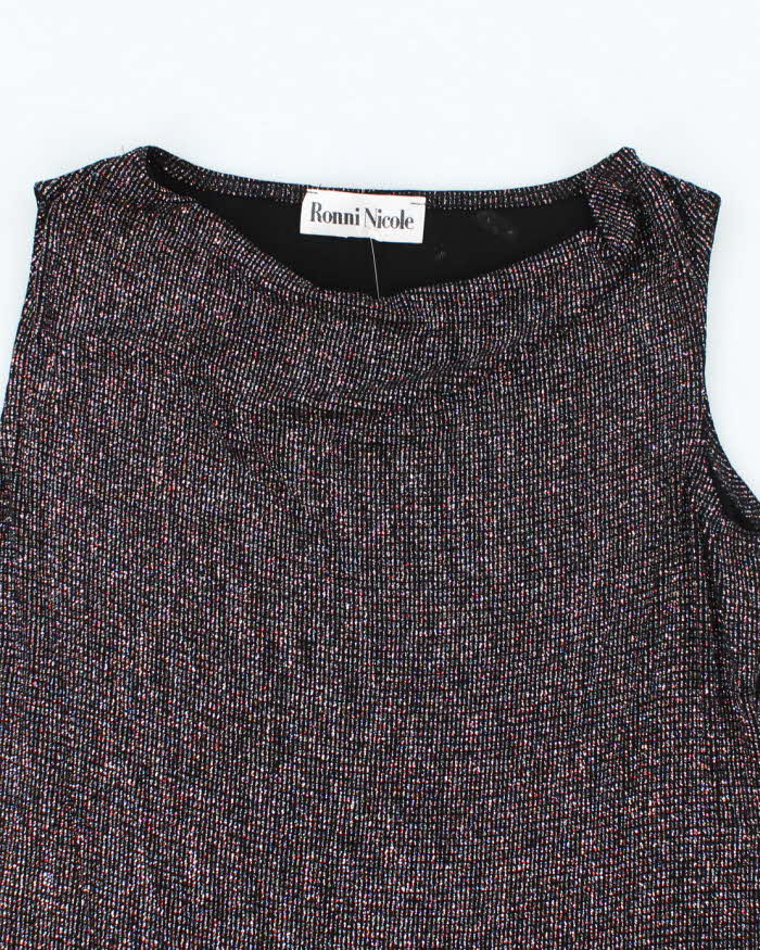 Vintage 90s Ronni Nicole Sparkly Cowl Neck Top - L