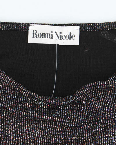 Vintage 90s Ronni Nicole Sparkly Cowl Neck Top - L
