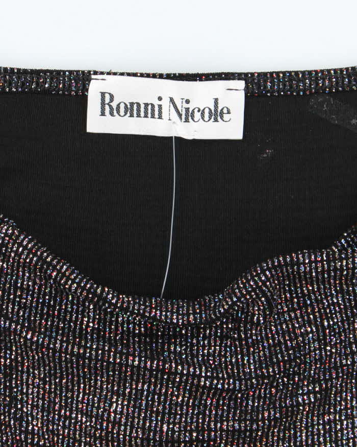 Vintage 90s Ronni Nicole Sparkly Cowl Neck Top - L