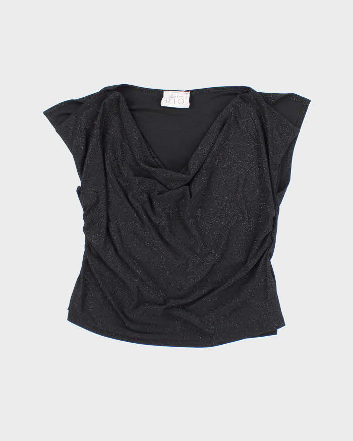Vintage 90s Rio Collection Sparkly Cowl Neck Top - S