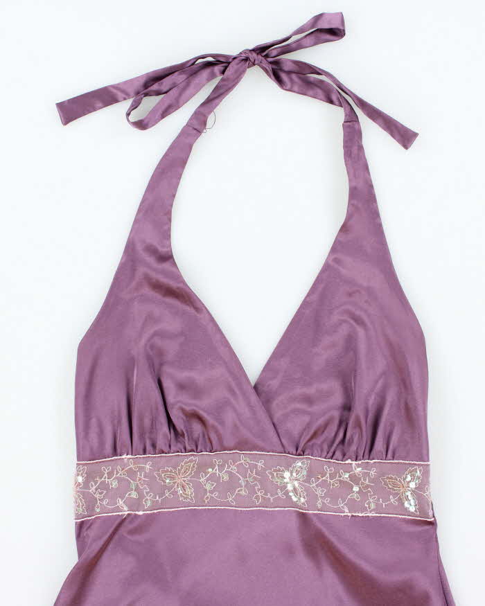 Vintage Y2k 00s Le Chateau Satin Halter Neck Top - XS