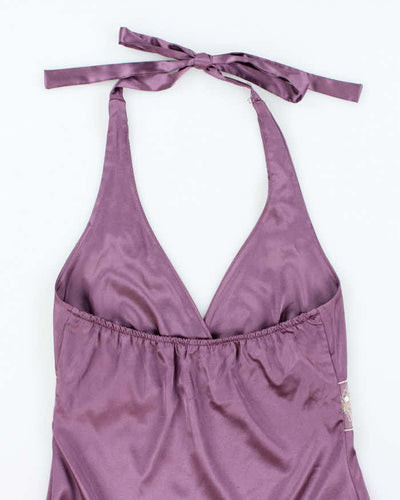 Vintage Y2k 00s Le Chateau Satin Halter Neck Top - XS