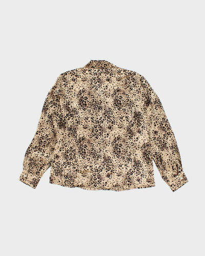 Vintage 90s Silk Essentials Leopard Print Blouse - L