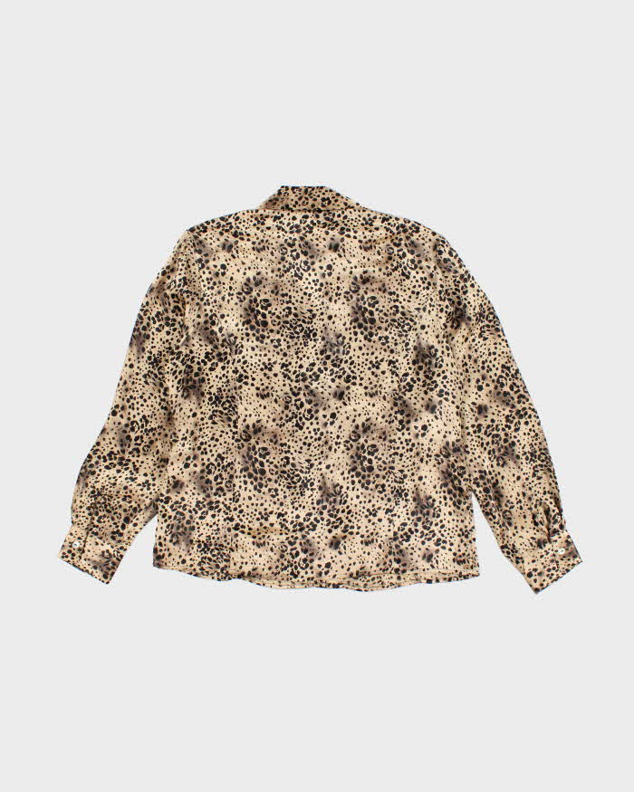 Vintage 90s Silk Essentials Leopard Print Blouse - L