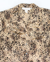 Vintage 90s Silk Essentials Leopard Print Blouse - L