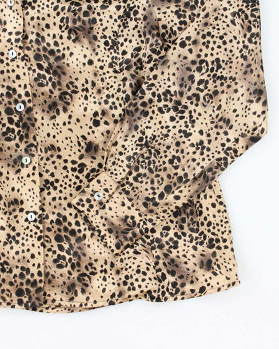 Vintage 90s Silk Essentials Leopard Print Blouse - L
