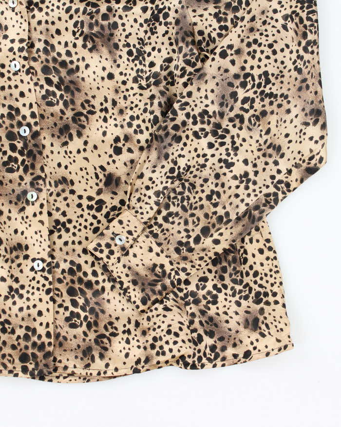 Vintage 90s Silk Essentials Leopard Print Blouse - L