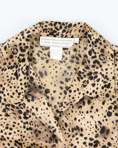 Vintage 90s Silk Essentials Leopard Print Blouse - L