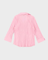Vintage Y2k 00s Laura Pink Crinkle Beaded Blouse - M