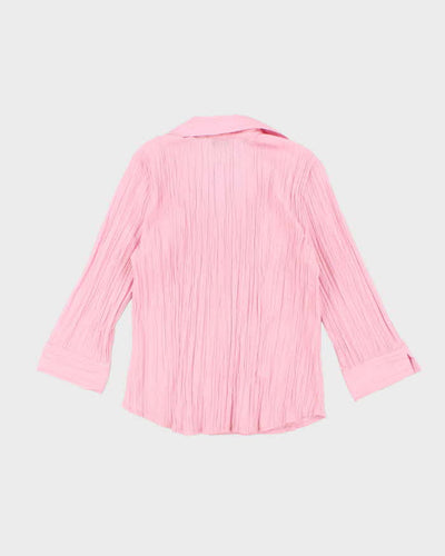 Vintage Y2k 00s Laura Pink Crinkle Beaded Blouse - M