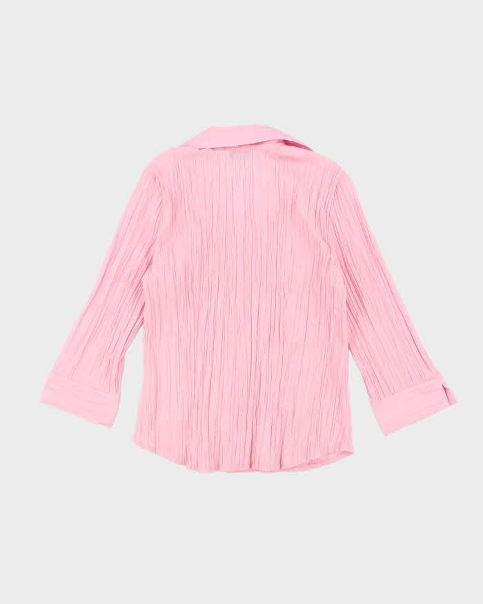 Vintage Y2k 00s Laura Pink Crinkle Beaded Blouse - M
