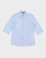Vintage Y2k 00s Olsen Stripe Embroidered Blouse - L