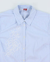 Vintage Y2k 00s Olsen Stripe Embroidered Blouse - L