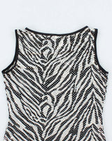 Vintage Y2k 00s Sirens Zebra Print Sequin Top  - S