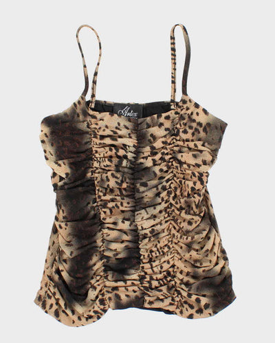Vintage Y2k 00s Artex Leopard Ruched Cami - XS