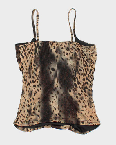 Vintage Y2k 00s Artex Leopard Ruched Cami - XS