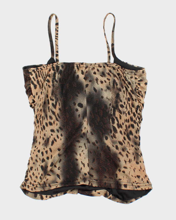 Vintage Y2k 00s Artex Leopard Ruched Cami - XS