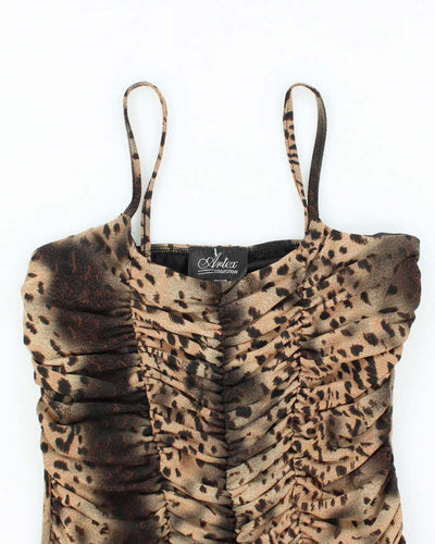 Vintage Y2k 00s Artex Leopard Ruched Cami - XS