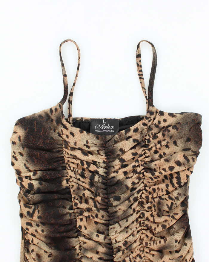 Vintage Y2k 00s Artex Leopard Ruched Cami - XS