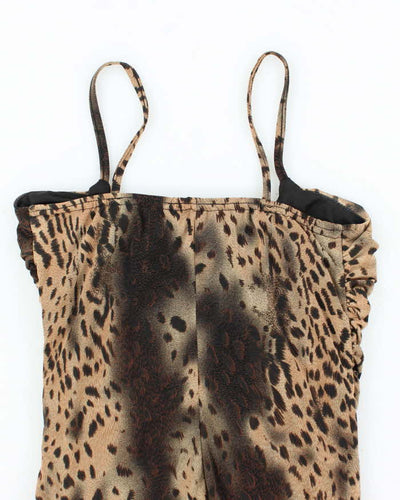 Vintage Y2k 00s Artex Leopard Ruched Cami - XS